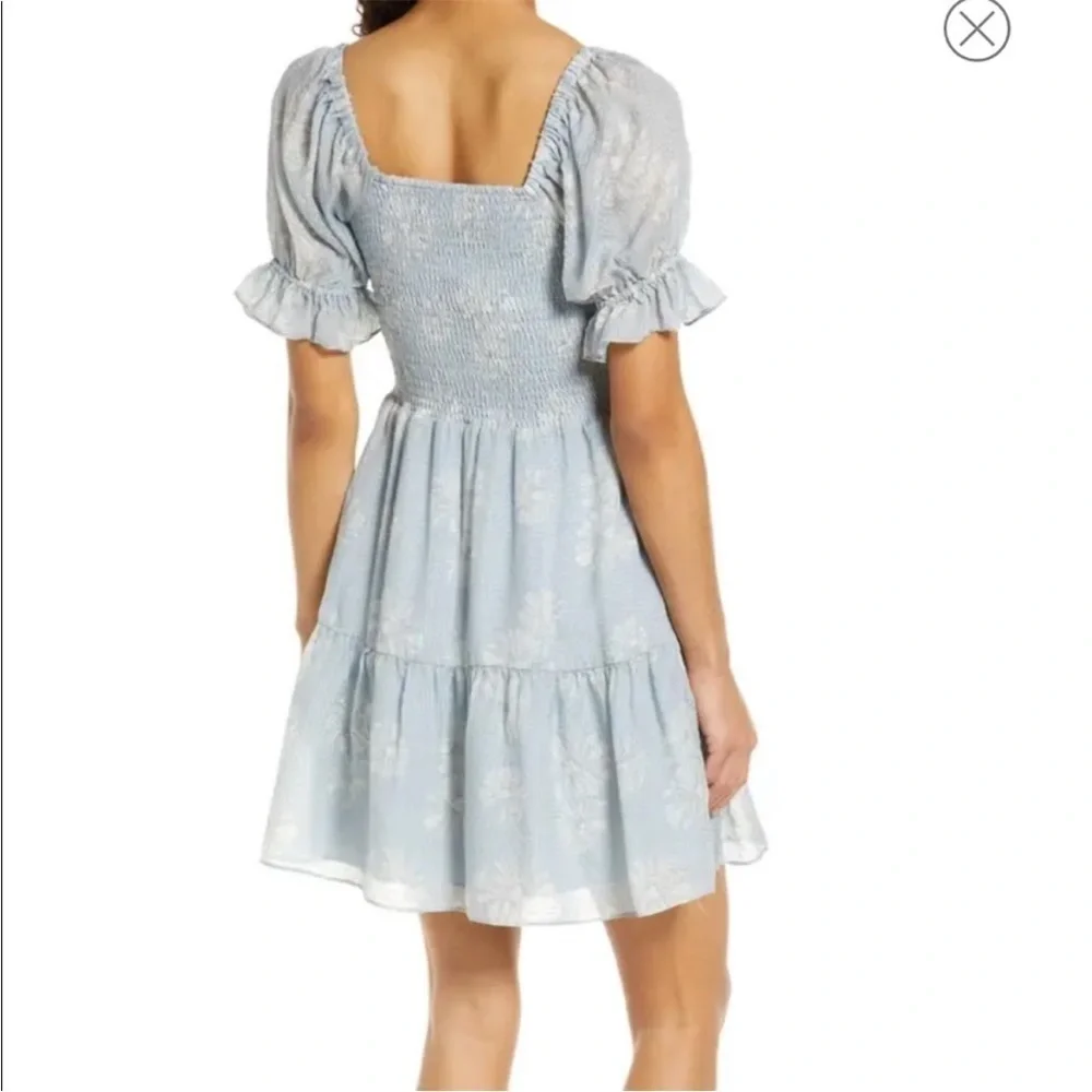 Madewell Silk Lucie Smocked Mini Dress in Moody Blooms Blue White Medium